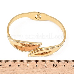 Brazaletes de acero inoxidable 304 con forma de hoja de cristal y rhinestone&nbsp;SA-CBA48C7-01G