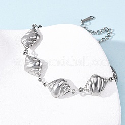 Браслеты из нержавеющей стали 304 в форме спиральных ракушек для женщин BJEW-L706-04P