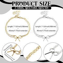 6шт. 2-х цветные многорядные браслеты из цинкового сплава&nbsp;BJEW-GO0001-16