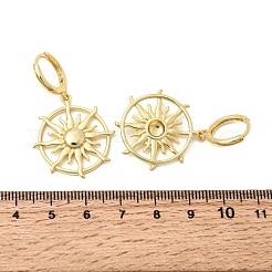 Серьги-кольца из латуни в форме солнца&nbsp;EJEW-H180-30C-G
