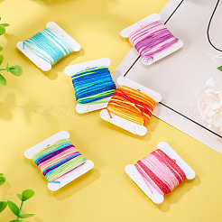 6 шт. 6-х цветные сегментно окрашенные полиэстеровые нитки для вышивки DIY-TAC0020-72