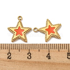 304ステンレススチールチャーム  エナメル  スターのチャーム  14KGP本金メッキ  14x12.5x1mm  穴：1.4mm&nbsp;STAS-L022-173G