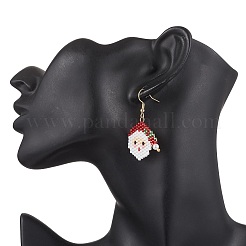 Серьги-подвески из нержавеющей стали 304 со стеклянной рождественской тематикой EJEW-MZ00527-01