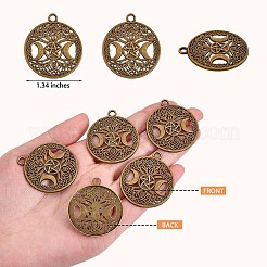 60 pièces vie de l'arbre lune pendentif à breloque triple lune déesse pendentif bronze antique pour bijoux collier boucle d'oreille fabrication artisanat&nbsp;JX339A