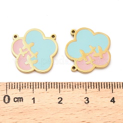 304ステンレスペンダント  エナメル  イオンプレーティング（ip）  花  ミックスカラー  17.5x18x2mm  穴：1.2mm&nbsp;STAS-H239-04C-G
