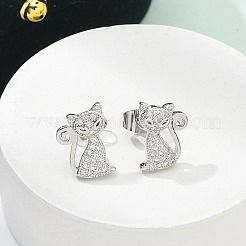 Latón micro pave aretes de circonita cúbica transparente&nbsp;EJEW-R009-01P
