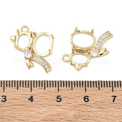 Cabochon-Anhänger mit Mikropavé aus Messing mit klaren Zirkonia-Anhängern&nbsp;KK-C259-07G