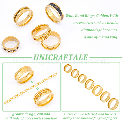 Ensemble de bagues unisexes rainurées en acier inoxydable&nbsp;RJEW-UN0002-65G