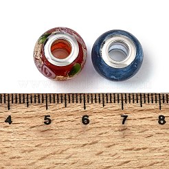 Gemischte handgefertigten Murano Goldsand Europäischen großes Loch Rondelle Korn&nbsp;LPDL-M013-M