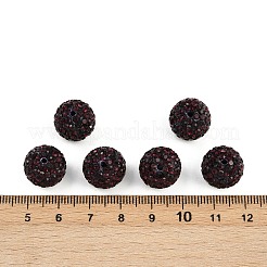 A級ラインストーンパヴェボールディスコビーズ  ユニセックスジュエリーには  ラウンド  アメジスト  14mm  穴：1.5mm&nbsp;RB-Q104-1