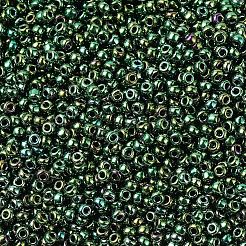 MIYUKIラウンドロカイユビーズ  日本製シードビーズ  （rr468)メタリックマラカイトグリーンアイリス  11/0  2x1.3mm  穴：0.8mm  約5500個/50g&nbsp;SEED-X0054-RR0468