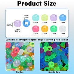 200шт 8 цвета прозрачные и светящиеся пластиковые бусины KY-YW0001-87