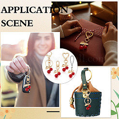 4 шт. 4 стиля брелоков из цинкового сплава и смолы в форме вишни&nbsp;AJEW-ME0002-10