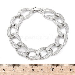 Латунные браслеты-цепочки с микропаве из прозрачных кубических цирконий для женщин BJEW-A034-04B-P