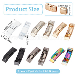 12 пара пряжек из цинкового сплава 6 цветов с одним щелчком для парусиновой спортивной обуви FIND-CP0001-40