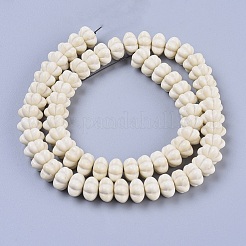天然石瑪瑙ビーズ連売り  カボチャ  10x6mm  穴：0.7mm  約68個/連  15.75インチ（40cm）&nbsp;G-G806-03