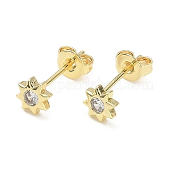 Orecchini a bottone in ottone con pavé di zirconi cubici&nbsp;KK-CBA98BA-22G