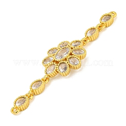 Подвески-коннекторы из латуни с прозрачным кубическим цирконием и цветочными звеньями KK-P277-50G