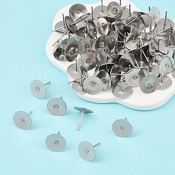 Устойчивая к потускнению хирургическая нержавеющая сталь 316 плоская круглая пустая закрепка для сережек-гвоздиков STAS-R073-06B