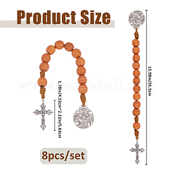 8 pièce de perles en bois naturel en forme de ruche avec pendentif en alliage pour décorations d'affichage&nbsp;HJEW-FH00273