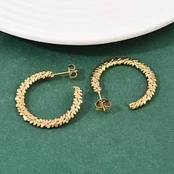 Серьги-гвоздики из нержавеющей стали 304 плетеной формы в форме буквы С&nbsp;EJEW-P324-07G