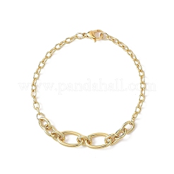 Браслеты из латунного троса и цепочки Фигаро для женщин&nbsp;BJEW-JB12847