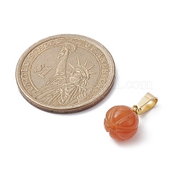 Ciondoli a forma di zucca in avventurina rossa naturale con ganci a scatto in acciaio inossidabile 304 color oro&nbsp;PALLOY-JF02349-01