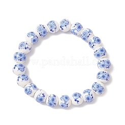 Braccialetti elastici in porcellana e ceramica con stampa floreale fatti a mano&nbsp;BJEW-JB12090-01