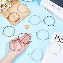 10шт 10-цветные двухцветные плетеные браслеты из полиэфирного шнура для дружбы BJEW-UN0001-66