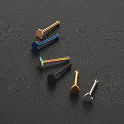 304ステンレススチールハート鼻骨リング  虹色  7mm  ピン：0.8mm  ヘッド：2mm&nbsp;WG0DFB7-05
