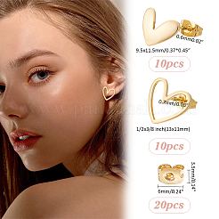 20 шт. 2 стиля латунных сережек-гвоздиков&nbsp;KK-ME0002-53