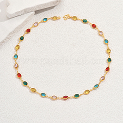 Современная мода латунные стеклянные овальные звенья цепи ожерелья для женщин&nbsp;GQ6870