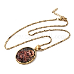 Unisex-Halskette mit ovalem Anhänger aus emailliertem Edelstahl 304 (Religion)&nbsp;STAS-H258-02G-03