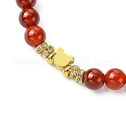 Braccialetti elastici in perle di corniola naturale per donne e uomini&nbsp;BJEW-JB11348-02