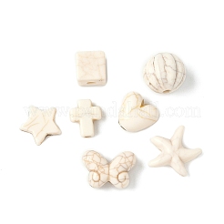 140 шт. 7 вида бусин из синтетического говлита&nbsp;G-FP0001-09