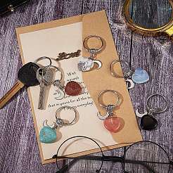 6шт 6 стиля синтетических и натуральных драгоценных камней брелок KEYC-SZ0001-11