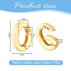 4 шт. 2 цвета 925 кольца-пружинки из стерлингового серебра&nbsp;STER-PH0003-91