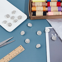 14 шт. пуговицы из сплава с двумя отверстиями и стеклянной ножкой&nbsp;BUTT-MA0001-16A-S