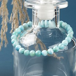 Натуральный кристалл ларимар круглые бусины стрейч браслет для мужчин женщин BJEW-LS0001-06