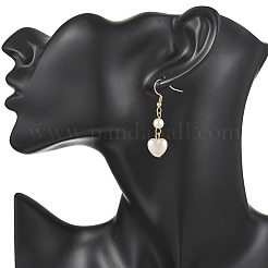 Серьги-подвески в форме сердца из АБС-пластика с имитацией жемчуга EJEW-JE06772