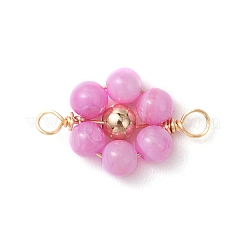 Подвески-коннекторы в виде цветка из окрашенных натуральных ракушек и латунных круглых бусин&nbsp;PALLOY-JF03464