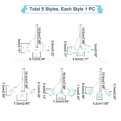 5 шт. 5 стиля средиземноморского стиля подвесные украшения из натурального дерева&nbsp;HJEW-PH0001-36