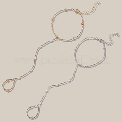 2шт 2 цвета сплава спутниковые цепи браслеты кольца для женщин BJEW-CY0001-09