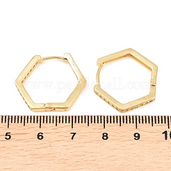 Шестиугольные латунные серьги-кольца с кубическим цирконием&nbsp;EJEW-A156-15B-G