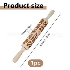 Деревянная декоративная скалка с цветочным узором&nbsp;AJEW-WH0596-430A