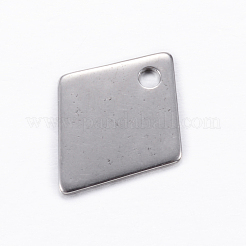 変色しにくい201ステンレススチールペンダント  菱形  ステンレス鋼色  16x13x0.8mm  穴：1.5mm&nbsp;STAS-D445-102