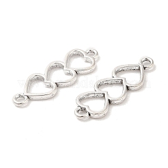 チベットスタイルの合金コネクタチャーム  トリプルハートリンク  アンティークシルバー  24x8x1.5mm  穴：1.6mm  約1785個/1000g&nbsp;PALLOY-R143-14AS