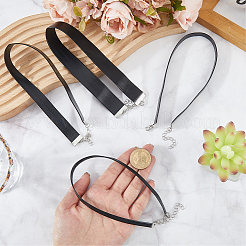 4 stücke 4 arten flache pu lederband gothic choker halsketten mit platin eisen ende ketten&nbsp;NJEW-CL0001-14