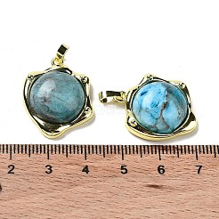天然アパタイトのペンダント  ラックメッキ金メッキ真鍮ナゲットチャーム  カドミウムフリー＆鉛フリー  23.5x19x6.5mm  穴：2.5x5.5mm&nbsp;G-G069-01G-07