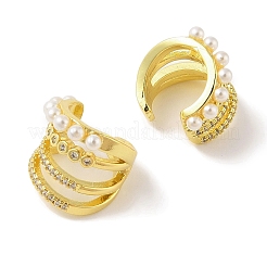 Латунные серьги-манжеты из прозрачного кубического циркония EJEW-I305-07G